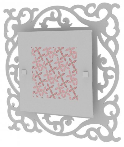 Светильник средний "Лаура" 2хE27х60Вт белый, розовый узор 283-10-122-2H