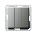 Gira E22 Сталь Выключатель3-клавишный с винт. клеммами (G284420)