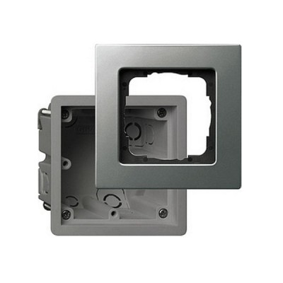 Gira E22 Сталь Рамка 1-ая в комплекте с монтажной коробкой (G2881202)