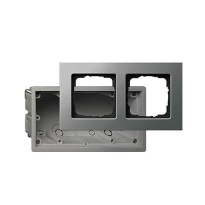 Gira E22 Сталь Рамка 2-ая в комплекте с коробкой для с/монтажа (G2882202)