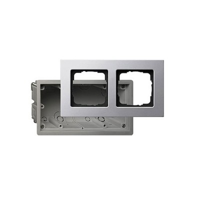 Gira E22 Алюминий Рамка 2-ая в комплекте с монтажной коробкой (G2882203)
