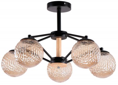 Люстра "Марта" 5хЕ27х60Вт черный, натуральный 294-17-425