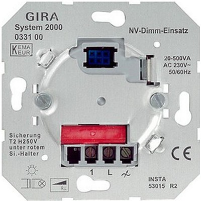 Gira Мех Светорегулятор нажимной для л/н и обм т-ров 500W/VA System 2000 (G33100)
