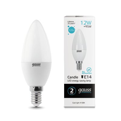 

Лампа Gauss LED Elementary Свеча 12W 920lm E14 4100K (33122), 33122