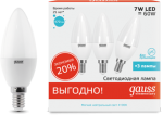 Лампа Gauss LED Elementary Свеча 7W E14 4100K 1/40 (3 лампы в упаковке)