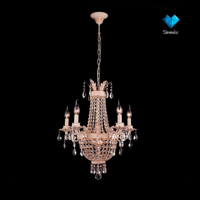 Люстра Eurosvet 3459/5+2 белый с золотом /прозрачный хрусталь Strotskis