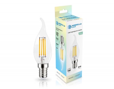 Лампа светодиодная Свеча на ветру CF35 11W 4000K Ambrella 351124 Filament LED CF35 11W E14 4000K 220-240V Лампа светодиодная Свеча на ветру CF35 11W 4000K Ambrella 351124 Filament LED CF35 11W E14 4000K 220-240V