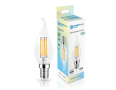 Лампа светодиодная Свеча на ветру CF35 15W 4000K Ambrella 351524 Filament LED CF35 15W E14 4000K 220-240V Лампа светодиодная Свеча на ветру CF35 15W 4000K Ambrella 351524 Filament LED CF35 15W E14 4000K 220-240V