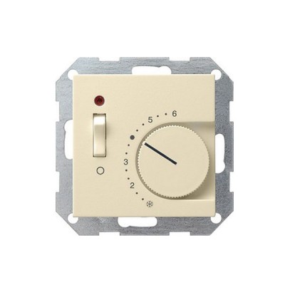 Gira S-55 Крем глянц Термостат с размык.контактом, выкл. и контр.лампой (G39201)