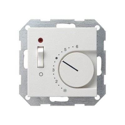 Gira S-55 Бел глянц Термостат с размык.контактом, выкл. и контр.лампой (G39203)