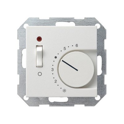 Gira S-55 Бел Термостат с размык.контактом, выкл. и контр.лампой (G39227)