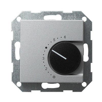 Gira S-55 Алюминий Терморегулятор с переключающим контактом 24V/10 (4)A (G39726)