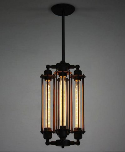 Подвесной светильник Loft Industrial Edison Cage Vertical Quatro Loft Concept 40.060.MT.BL.T1B