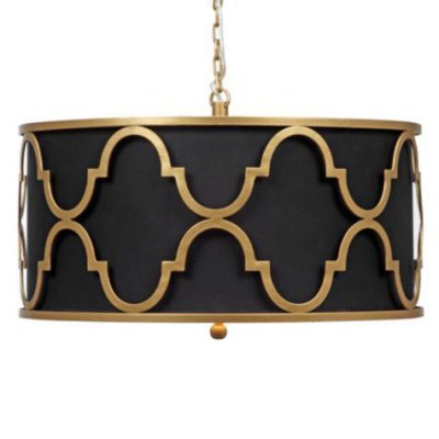 Люстра Black Shade Gold Quatrefoil Overlay Drum Pendant Loft Concept 40.1034