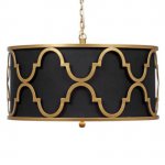 Люстра Black Shade Gold Quatrefoil Overlay Drum Pendant Loft Concept 40.1034