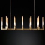 Люстра RH CANELLE Linear Chandelier 12 Modern Brass Loft Concept 40.1549