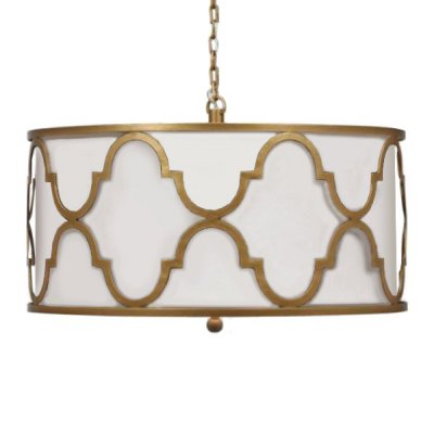 Люстра White Shade Gold Quatrefoil Overlay Drum Pendant Loft Concept 40.1576