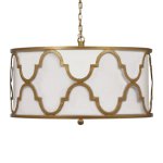 Люстра White Shade Gold Quatrefoil Overlay Drum Pendant Loft Concept 40.1576