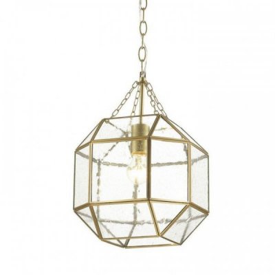Подвесной светильник Glass & Metal Cage Pendant Gold Loft Concept 40.1680