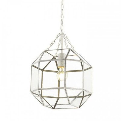 Подвесной светильник Glass & Metal Cage Pendant White Loft Concept 40.1682