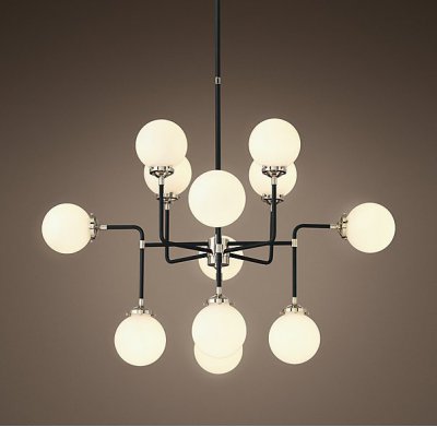 Люстра BISTRO GLOBE MILK GLASS SILVER CHANDELIER 12 Loft Concept 40.1956