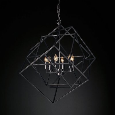 Люстра RH Caged Cubist Pendant black Loft Concept 40.2241