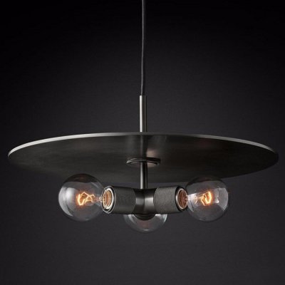 Подвесной светильник RH Utilitaire Disk Triple Pendant Black Loft Concept 40.2340