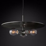 Подвесной светильник RH Utilitaire Disk Triple Pendant Black Loft Concept 40.2340