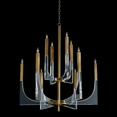 Люстра John-Richard Acrylic and Brass Ten-Light Chandelier Loft Concept 40.2597