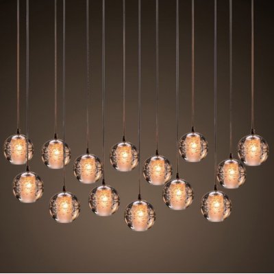 Люстра Bocci 14.14 Rectangle Pendant Chandelier Led Crystal Glass на прямоугольной планке Loft Concept 40.393