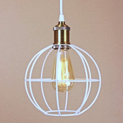 Подвесной светильник Wire Cage Pendant Ball White Loft Concept 40.677