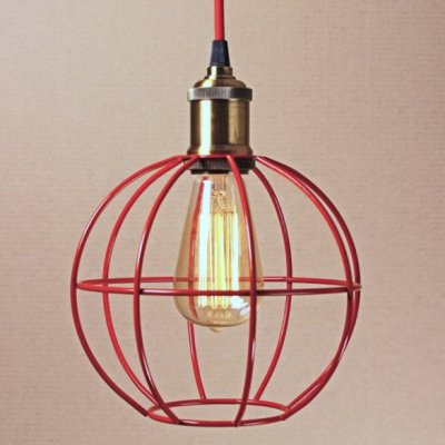Подвесной светильник Wire Cage Pendant Ball Red Loft Concept 40.678
