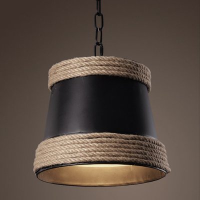 Подвесной светильник Black & Hemp Pendant Lamp Loft Concept 40.693