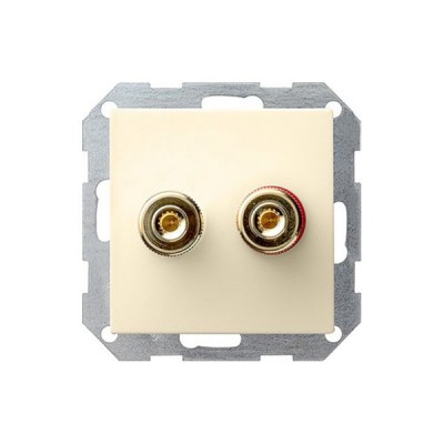 Gira S-55 Крем глянц Аудиорозетка разъём WBT (+/-) с накладкой прямая (G40701)