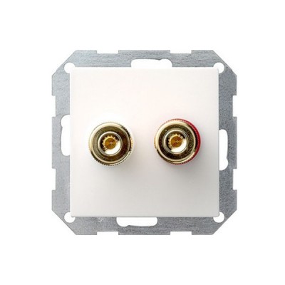 Gira S-55 Бел глянц Аудиорозетка разъём WBT (+/-) с накладкой прямая (G40703)