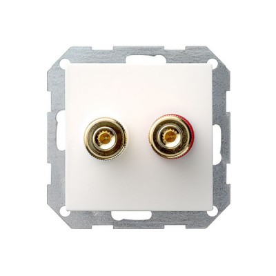 Gira S-55 Бел Аудиорозетка разъём WBT (+/-) с накладкой прямая (G40727)