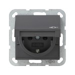 Gira S-55 Антрацит Розетка с/з с защитными шторками с крышкой (G41428)