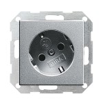 Gira S-55 Алюминий Розетка с/з с поворотом на 30 градусов (G41826)