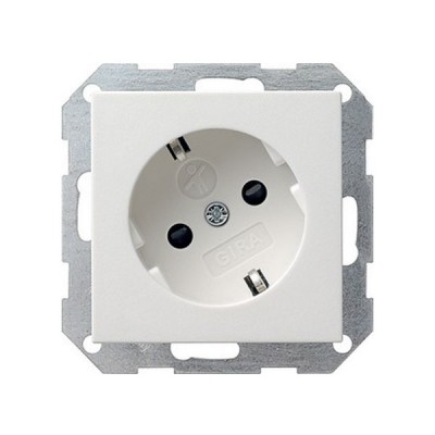 Gira S-55 Бел Розетка с/з с поворотом на 30 градусов (G41827)