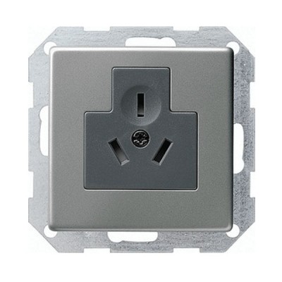 Gira E22 Сталь Розетка "Китайский стандарт" 16А (G42420)
