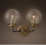 Бра Bistro Globe Clear Glass Double Sconce Brass Loft Concept 44.150