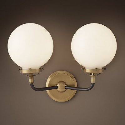 Бра Bistro Globe Clear Glass Double Sconce Brass Milk Loft Concept 44.152