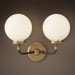 Бра Bistro Globe Clear Glass Double Sconce Brass Milk Loft Concept 44.152