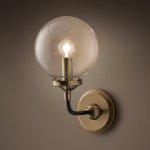 Бра Bistro Globe Clear Glass Single Sconce Brass Loft Concept 44.155