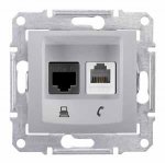 SE Sedna Алюминий Розетка двойная ТЛФ + комп кат.5е UTP (RJ11+RJ45) (SDN5100160)