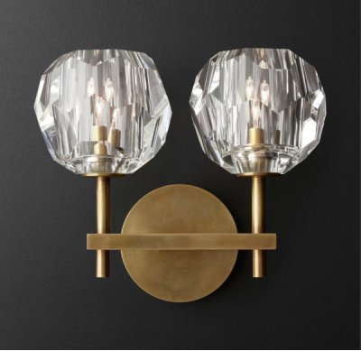 Бра Бра RH Boule de Cristal Double Sconce Brass Loft Concept 44.233