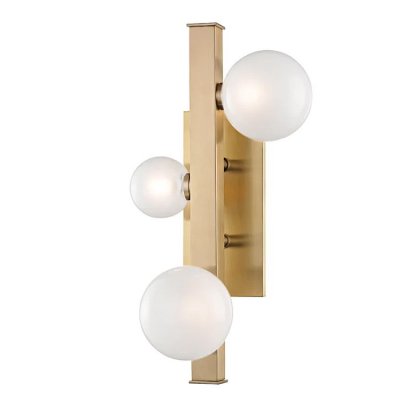 Бра Hudson Valley 8703-AGB Mini Hinsdale 3 Light Wall Sconce In Aged Brass Loft Concept 44.343