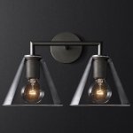 Бра RH Utilitaire Funnel Shade Double Sconce Black Loft Concept 44.546