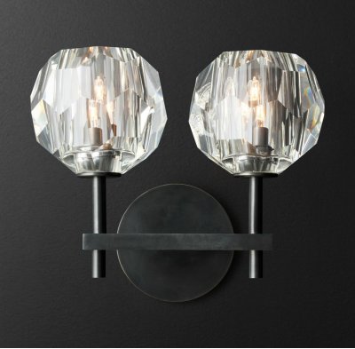 Бра Бра RH Boule de Cristal Double Sconce Black Loft Concept 44.868