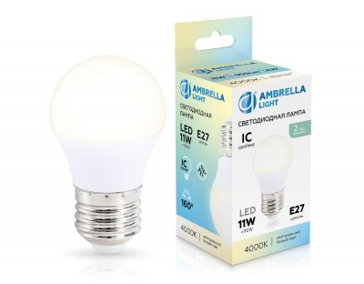 Лампа светодиодная Шар G45 11W 4000K Ambrella 451104 LED G45 11W IC E27 4000K 175-265V